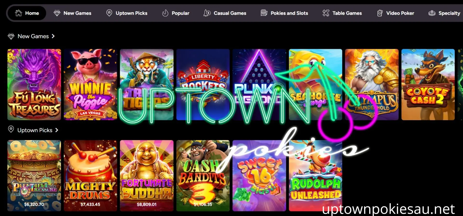 Uptown Pokies Casino live dealer games and table games catalog