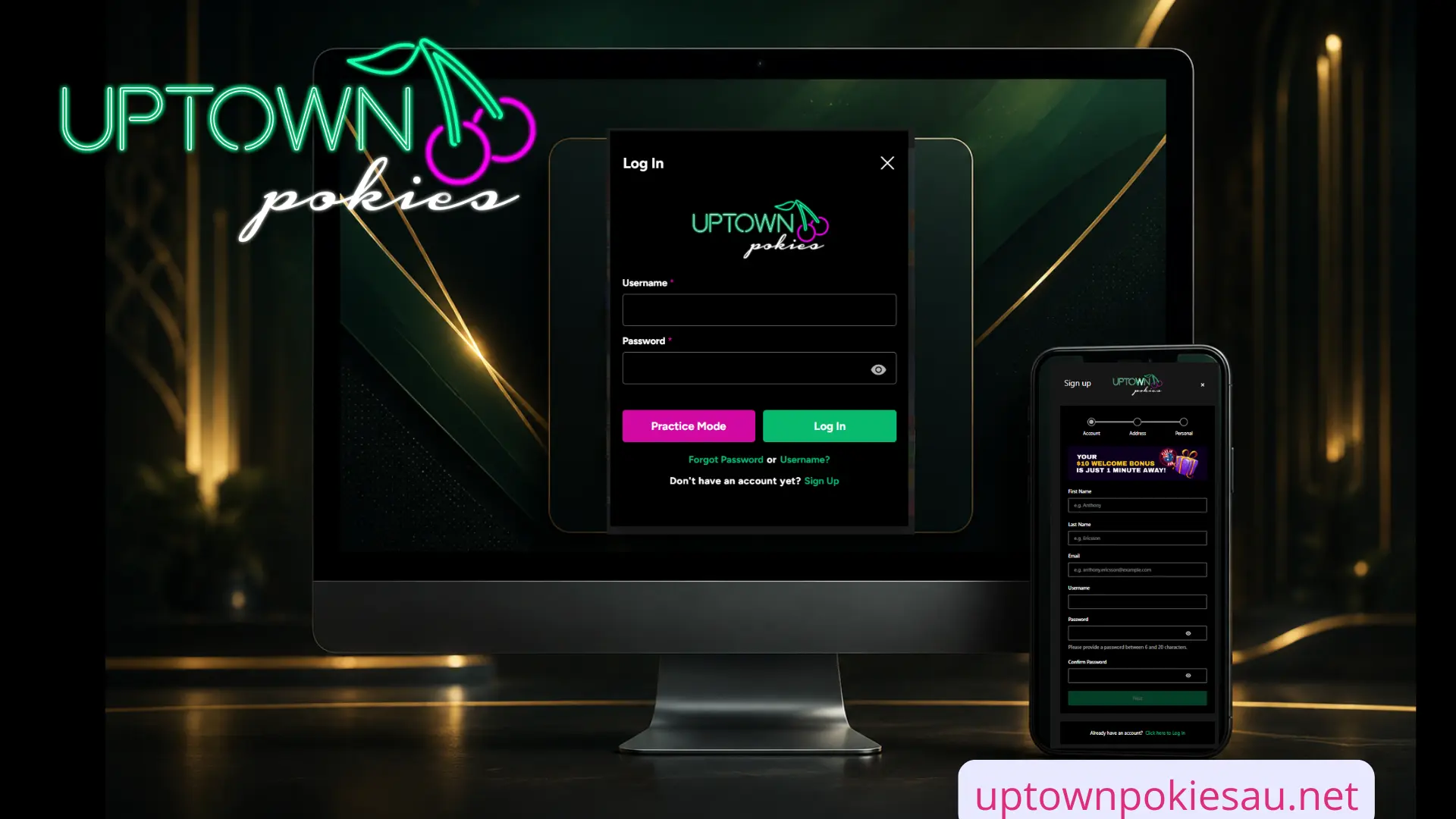Secure Uptown Pokies casino login on desktop and mobile